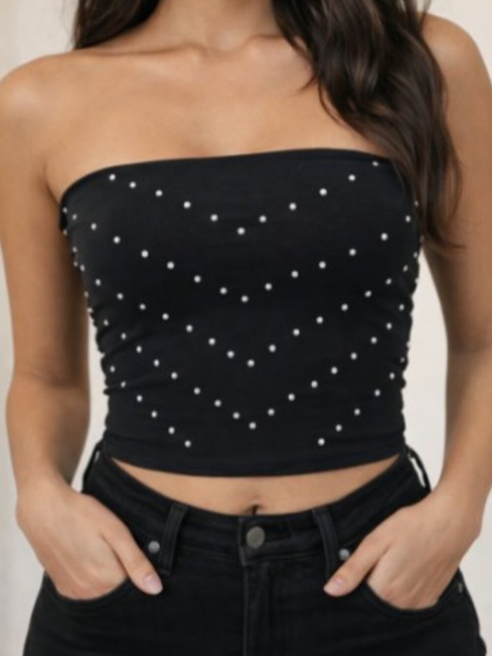 New Victoria's Secret Pink Tube Top Black Silver Studs NWT Small